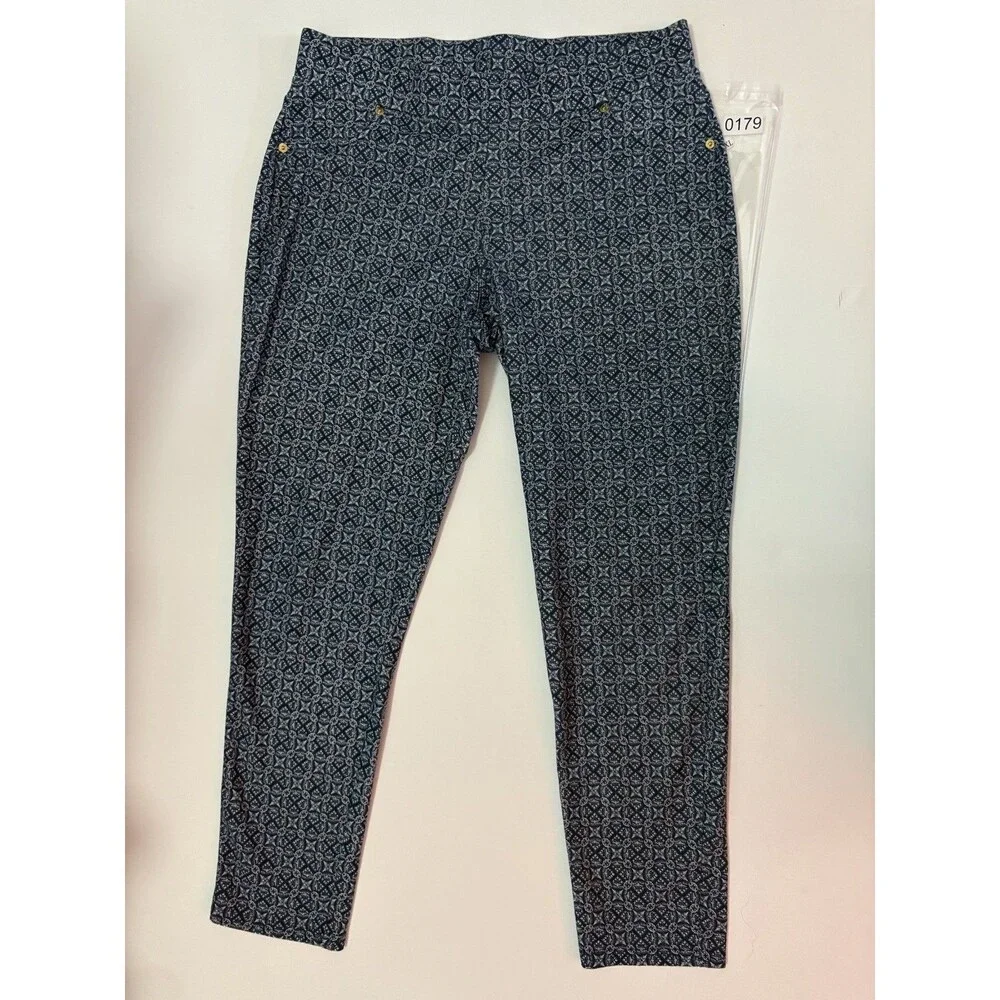 Michael Kors Women's Damask Pattern Pants Blue Size XL Workwear Formal Fun